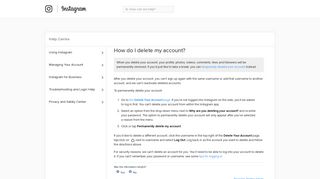 How do I delete my account? | Instagram Help Centre - Facebook