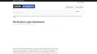 IIN Student Login Dashboard