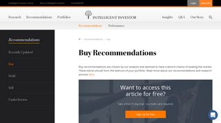 Buy Recommendations - Intelligent Investor