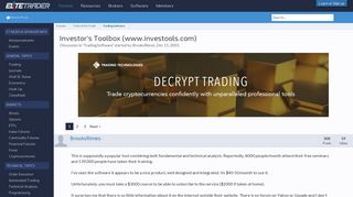 Investor's Toolbox (www.investools.com) | Elite Trader