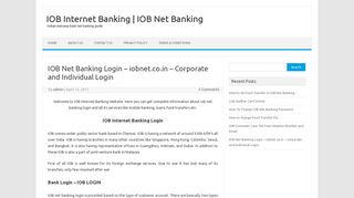 IOB Net banking Login - iobnet.co.in - Individual And Corporate Login