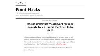 Jetstar Platinum MasterCard - Point Hacks Review
