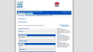 Jobs.NSW - Job Search - Quick Search
