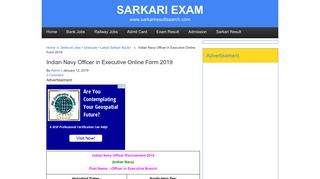 Indian Navy Recruitment 2019 - 2020 Apply For SSC Officer Posts