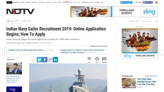 Indian Navy Sailor Recruitment 2019: How To Apply ... - NDTV.com