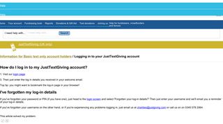 Logging in to your JustTextGiving account – JustGiving Charity Support