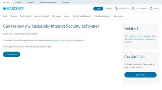 Can I renew my Kaspersky Internet Security software? | Barclays