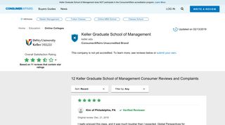 Top 12 Reviews and Complaints about Keller Graduate School of ...
