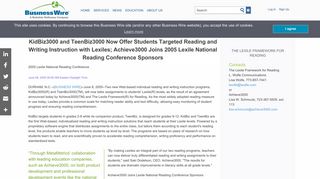 KidBiz3000 and TeenBiz3000 Now Offer Students Targeted Reading ...