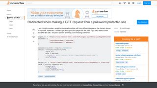 Redirected when making a GET request from a password protected ...