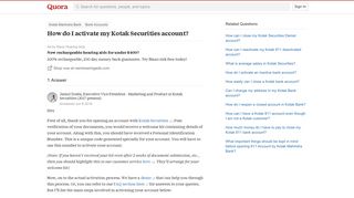 How to activate my Kotak Securities account - Quora