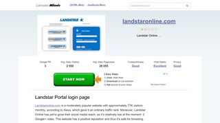 Landstaronline.com website. Landstar Portal login page.