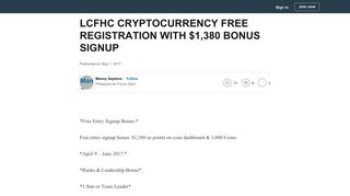 LCFHC CRYPTOCURRENCY FREE REGISTRATION WITH $1,380 ...