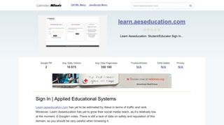 Learn.aeseducation.com website. Sign In | Applied Educational ...