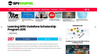 Learning With Vodafone Scholarship Program 2018 | SpyCoupon