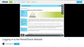 Logging in to the HomeChoice Website on Vimeo