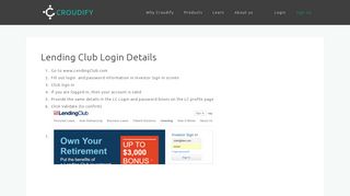 Lending Club Login Details - Croudify