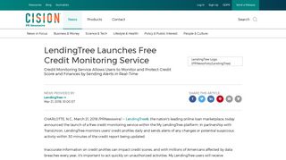 LendingTree Launches Free Credit Monitoring Service - PR Newswire