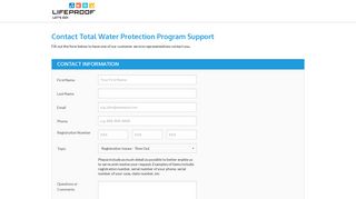 Contact - LifeProof Registration Total Water Protection