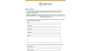 Sign up for an account - Lightwire Mobile