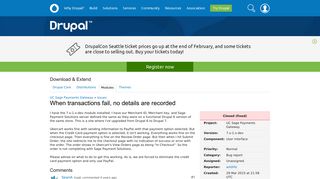 When transactions fail, no details are recorded [#2461897] | Drupal.org