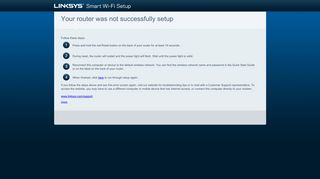 Your router was not successfully setup - Linksys Smart Wi-Fi