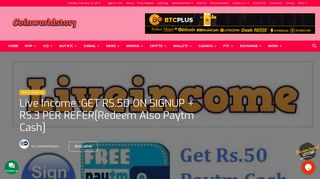 Live Income :GET RS.50 ON SIGNUP + RS.3 PER REFER[Redeem ...