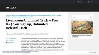 Liveincome Unlimited Trick – Free Rs.50 on Sign up, Unlimited ...