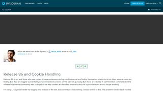 Release 86 and Cookie Handling: lj_dev - LiveJournal Development