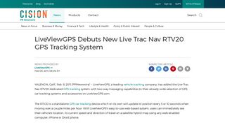 LiveViewGPS Debuts New Live Trac Nav RTV20 GPS Tracking System