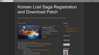 Korean Lost Saga Registration and Download Patch