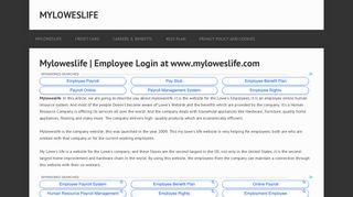 Myloweslife | Employee Login at www.myloweslife.com