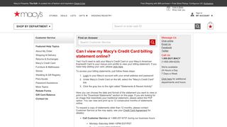 Can I view my Macy's Credit Card billing statement online?