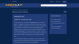 Manhunt Terms of Service – HELP CENTER
