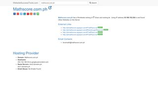 Mathscore.com.ph Error Analysis (By Tools) - WebsiteSuccessTools.com