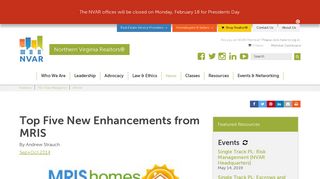 Top Five New Enhancements from MRIS - NVAR.com