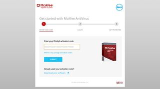 Enter your 25-digit activation code - McAfee