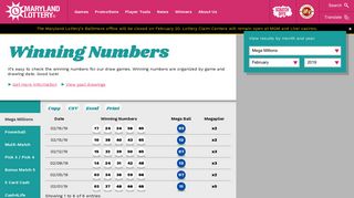 Winning Numbers – Maryland Lottery