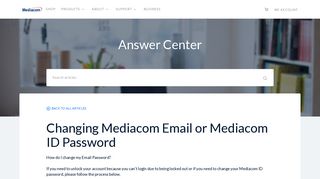 Changing Mediacom Email or Mediacom ID Password - Answer Center