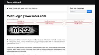 Meez Login | Sign in Page | www.meez.com