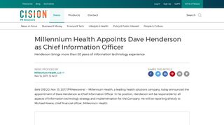 Millennium Health Appoints Dave Henderson as Chief Information ...