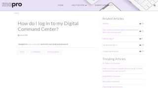 How do I log in to my Digital Command Center?