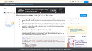 Morningstar.com login using Python Requests - Stack Overflow