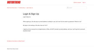 Login & Sign Up – MotorTrend Help Center