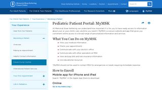 Pediatric Patient Portal: MyMSK | Memorial Sloan Kettering Cancer ...