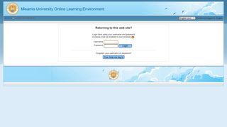 Misamis University Online Learning Environment: Login to the site