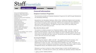 Staff Essentials - Employee assistance programme