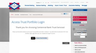 Access Trust Portfolio Login | Centennial Bank