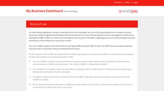 Terms of use | My Business Dashboard from Worldpay
