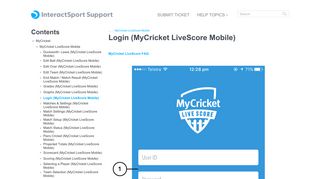 Login (MyCricket LiveScore Mobile) - Sport Solutions - InteractSport ...